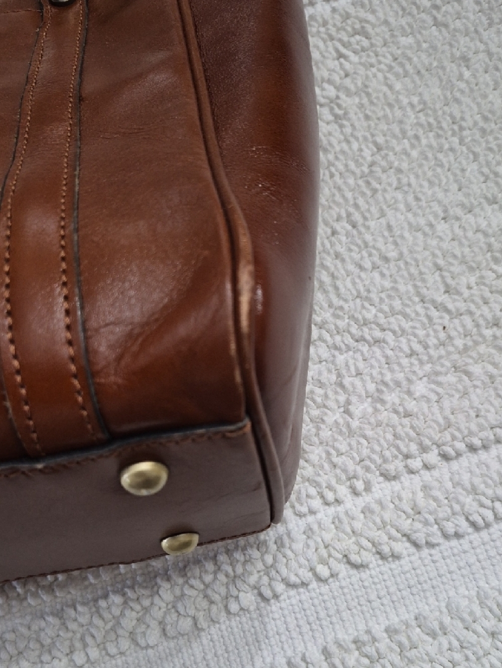 PATRICIA NASH CAMELY Cognac Antique Brass Leather Tote Bag 17×12 - Picture 11 of 16